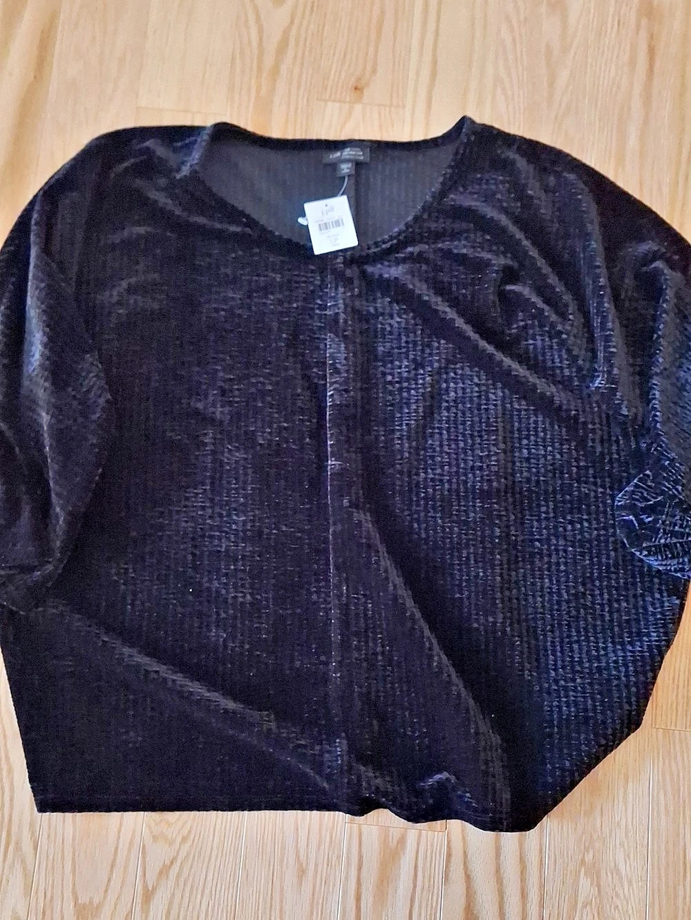 J. Jill Textured Velvety Black Top Size Large Petite NWT